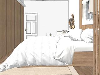 北欧家装卧室设计SU模型下载_sketchup草图大师SKP模型