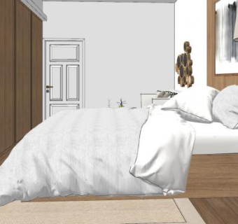 北欧家装卧室设计SU模型下载_sketchup草图大师SKP模型