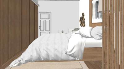 北欧家装卧室设计SU模型下载_sketchup草图大师SKP模型