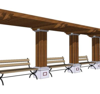公园廊架su模型下载_sketchup草图大师SKP模型