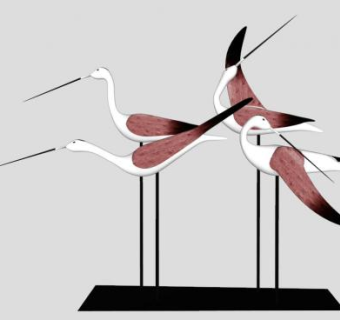 仙鹤摆件su模型下载_sketchup草图大师SKP模型