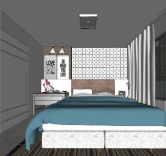 现代风格卧室设计sketchup模型下载_sketchup草图大师SKP模型