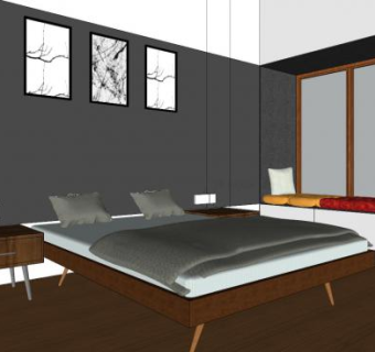现代简约家装卧室sketchup模型下载_sketchup草图大师SKP模型