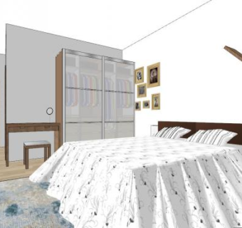 现代小清新卧室SU模型下载_sketchup草图大师SKP模型