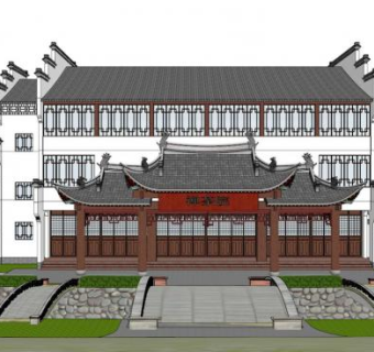 徽派建筑大门su模型下载_sketchup草图大师SKP模型