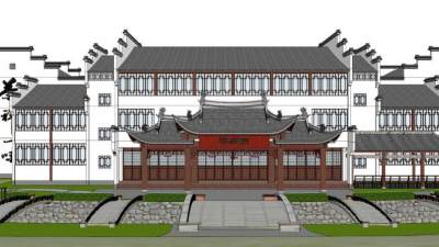 徽派建筑大门su模型下载_sketchup草图大师SKP模型