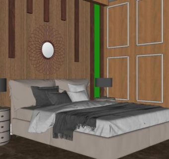 复古家装卧室设计SU模型下载_sketchup草图大师SKP模型