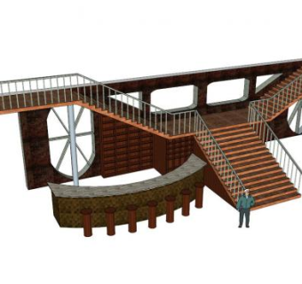 室外大楼梯su模型下载_sketchup草图大师SKP模型