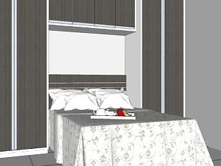 现代小清新卧室设计SU模型下载_sketchup草图大师SKP模型