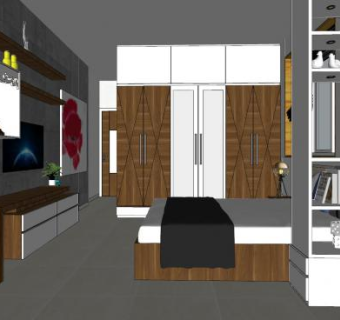 现代简约卧室家具sketchup模型下载_sketchup草图大师SKP模型