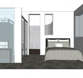 现代时尚整体卧室SU模型下载_sketchup草图大师SKP模型