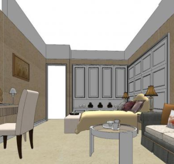 欧式卧室主人房SU模型下载_sketchup草图大师SKP模型