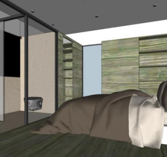 自然风卧室设计SU模型下载_sketchup草图大师SKP模型