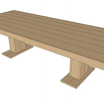 木板座椅su模型下载_sketchup草图大师SKP模型