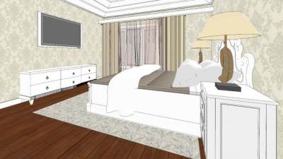 欧式时尚卧室SU模型下载_sketchup草图大师SKP模型