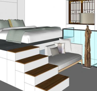 日式卧室设计SU模型下载_sketchup草图大师SKP模型