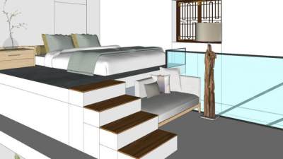 日式卧室设计SU模型下载_sketchup草图大师SKP模型