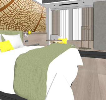 北欧时尚卧室SU模型下载_sketchup草图大师SKP模型