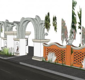 学校围栏su模型下载_sketchup草图大师SKP模型