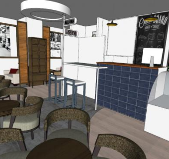 奶茶店设计su模型下载_sketchup草图大师SKP模型