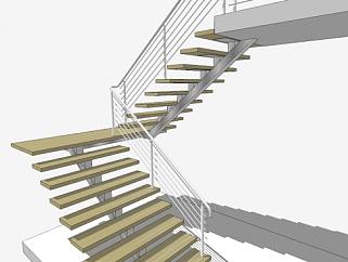 现代简约楼梯栏杆su模型下载_sketchup草图大师SKP模型