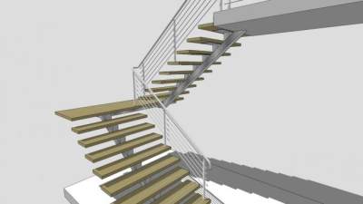 现代简约楼梯栏杆su模型下载_sketchup草图大师SKP模型