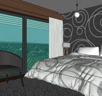 现代户型卧室家装SU模型下载_sketchup草图大师SKP模型