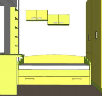 现代卧室黄色家具SU模型下载_sketchup草图大师SKP模型