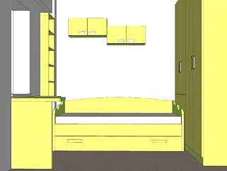 现代卧室<em>黄色家具</em>SU模型下载_sketchup草图大师SKP模型