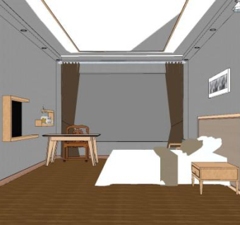 简约家装卧室SU模型下载_sketchup草图大师SKP模型