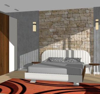 北欧复古家装卧室设计SU模型下载_sketchup草图大师SKP模型