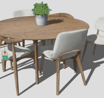 北欧餐桌椅su模型下载_sketchup草图大师SKP模型