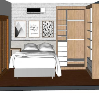北欧风格卧室家装SU模型下载_sketchup草图大师SKP模型