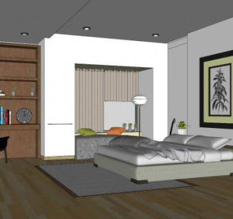现代整体卧室家装SU模型下载_sketchup草图大师SKP模型
