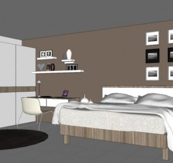 现代时尚卧室家具sketchup模型下载_sketchup草图大师SKP模型