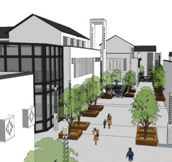 乡村商业街su模型下载_sketchup草图大师SKP模型