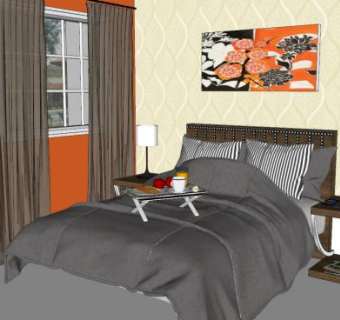 现代软装卧室设计sketchup模型下载_sketchup草图大师SKP模型