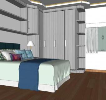现代卧室家装软装SU模型下载_sketchup草图大师SKP模型