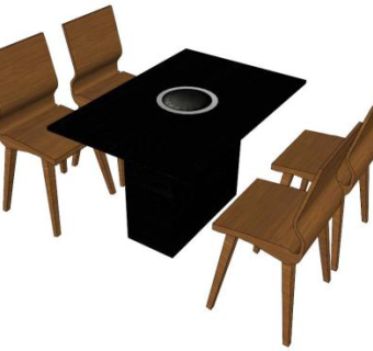 火锅桌su模型下载_sketchup草图大师SKP模型