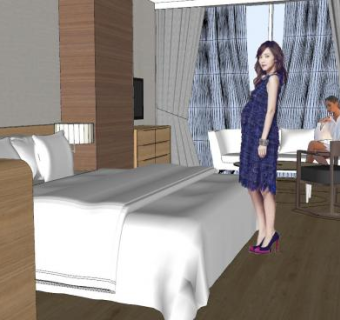 现代原木风简约家装SU模型下载_sketchup草图大师SKP模型