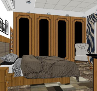 中式古典卧室SU模型下载_sketchup草图大师SKP模型