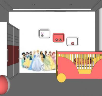 简约卡通儿童房sketchup模型下载_sketchup草图大师SKP模型