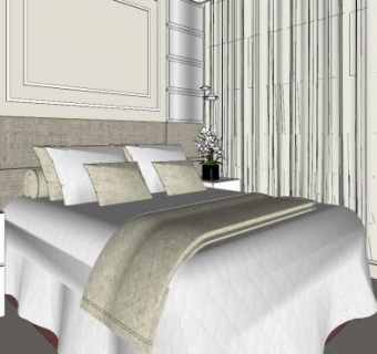 简欧家装卧室SU模型下载_sketchup草图大师SKP模型