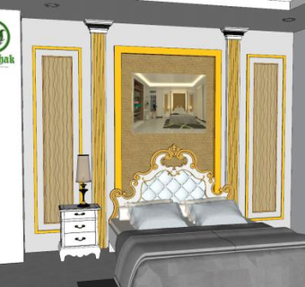 欧式轻奢软装卧室SU模型下载_sketchup草图大师SKP模型