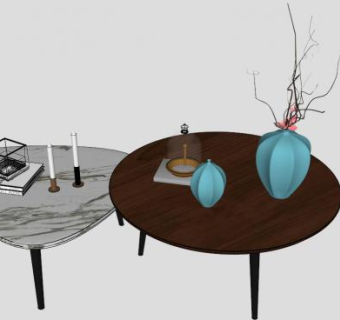 圆茶几su模型下载_sketchup草图大师SKP模型