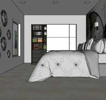 极简家装软装卧室SU模型下载_sketchup草图大师SKP模型