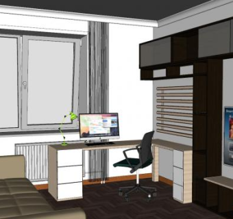 现代风格家装卧室SU模型下载_sketchup草图大师SKP模型