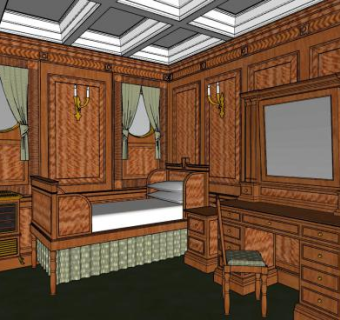 欧式复古卧室SU模型下载_sketchup草图大师SKP模型