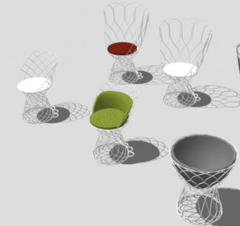 现代铁艺坐凳su模型下载_sketchup草图大师SKP模型