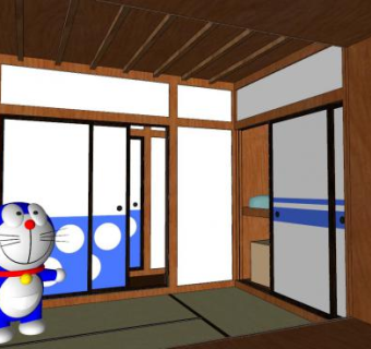 日式卧室家装SU模型下载_sketchup草图大师SKP模型